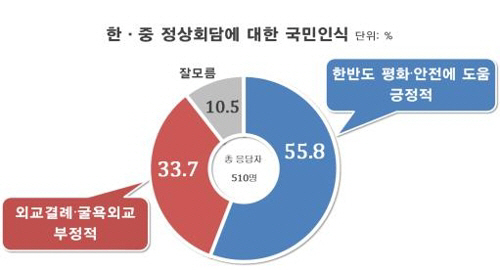 한·중 정상회담에 대한 국민 인식/자료=리얼미터 제공