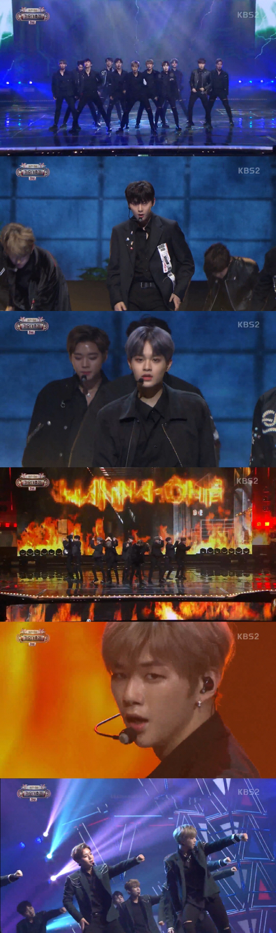 [2017 KBS 가요대축제] '땀 범벅'…워너원, 꽉 채운 5곡으로 1부 엔딩 장식