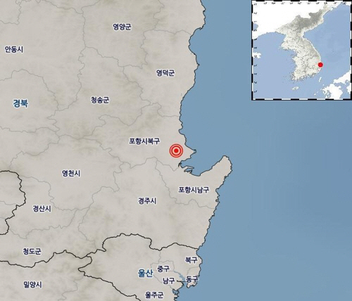 포항 북구 북쪽 8km 지역서 규모 2.0 지진…여진 총 77회