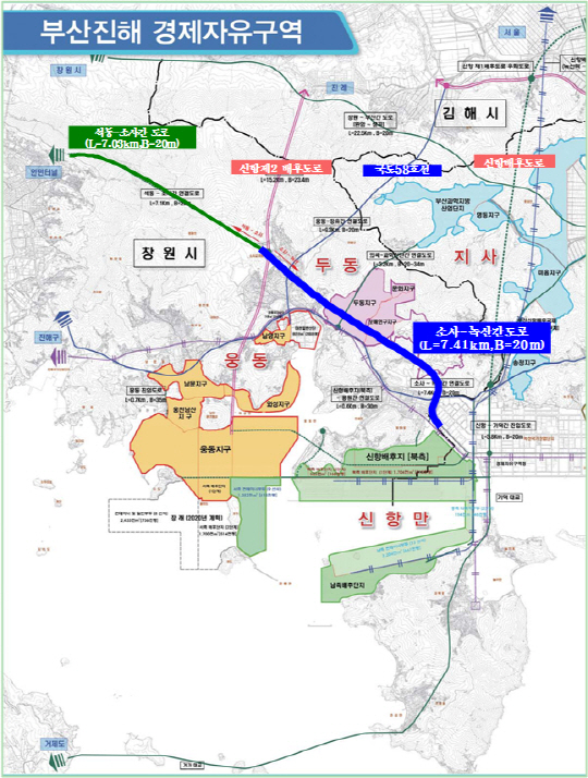 소사녹산간 도로개설공사 위치도./사진제공=부산진해경제자유구역청