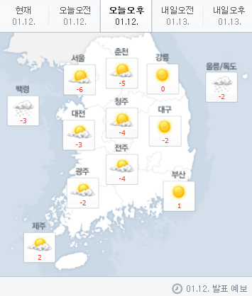 [오늘오후날씨]기온 낮고 매우 추워, 내일은? “주말부터 점차 풀려 다음 주 평년보다↑”