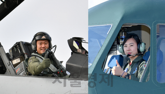 공군 최초의 비행대장 부부인 김동우 소령(왼쪽)과 이인선 소령(오른쪽)./사진= 공군 제공