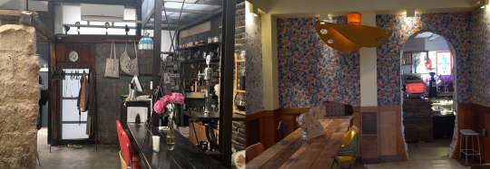 루이스 박의 독특한 아이디어가 담긴 익선동 카페 ‘식물’ 내부와 카페 겸 와인바 을지로 ‘잔’의 모자 조명.