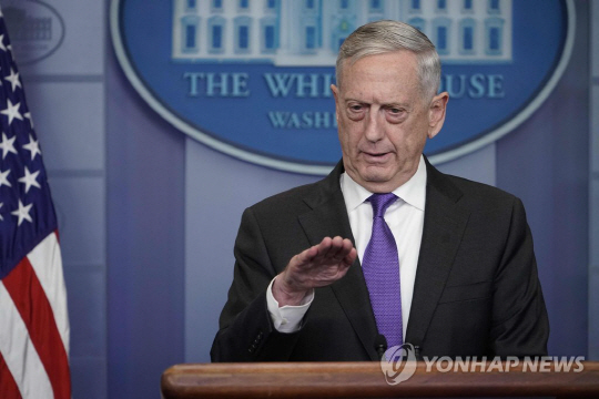 제임스 매티스 미국 국방장관/AFP=연합뉴스