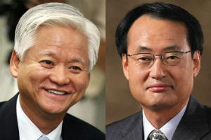 이강철(왼쪽) 전 청와대 시민사회수석, 김대유 전 청와대 경제정책수석