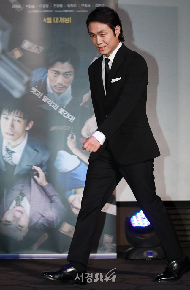 배우 오정세가 5일 오전 서울 광진구 롯데시네마 건대입구에서 열린 영화 ‘머니백’ 제작보고회에 참석하고 있다.