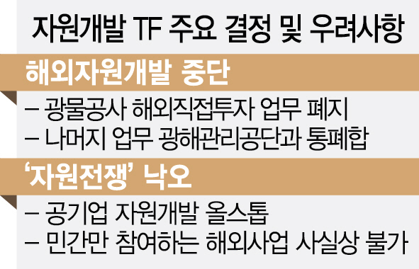 0716A01 자원개발 TF 주요 결정 및 우려사항