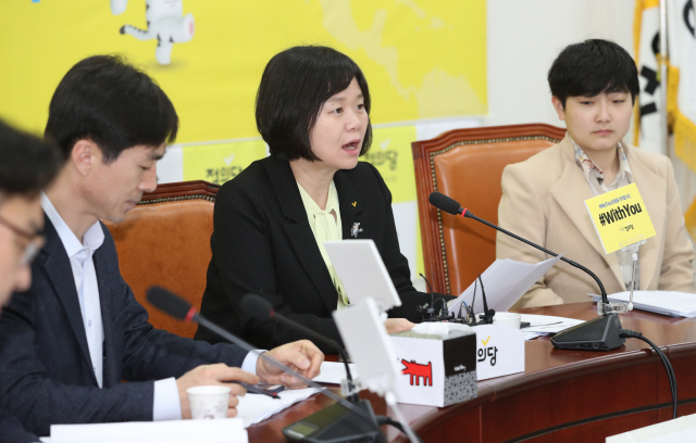 정의당 이정미 대표가 15일 오전 국회에서 열린 상무위원회에서 발언하고 있다. /연합뉴스