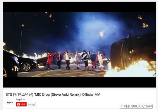 방탄소년단 MIC Drop, 뮤비 조회수 2억뷰 돌파 ‘글로벌 파급력’ 어디까지 갈까