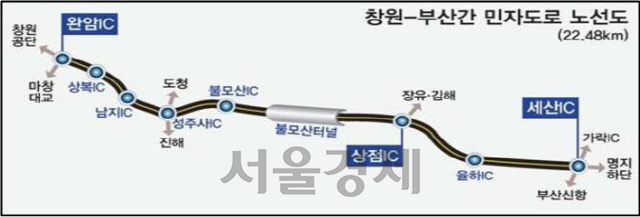 창원∼부산간민자도로노선도.