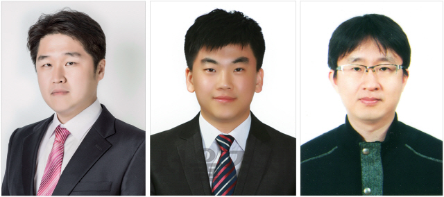 왼쪽부터 박철민교수, 박민구 백셀기술연구소 연구원, 최정희 한국전기연구소 연구원
