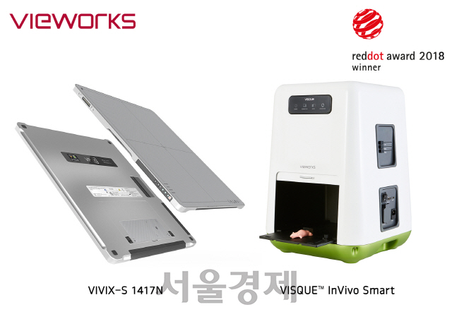 뷰웍스가 레드닷 디자인 어워드에서 상을 받은 VIVIX-S-1417N과 VISQUE InVivo Smart/ 사진제공=뷰웍스