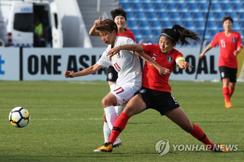 한국 여자축구, 아시안컵 한일전 0-0 무승부…첫 승 실패