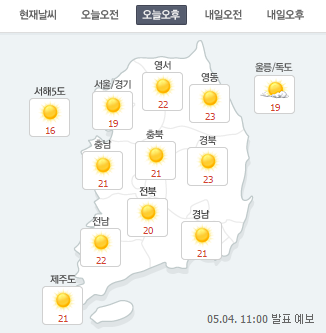 [오늘 오후 날씨]맑고 신선한 날씨 어린이날은? “평년보다 높은 기온 분포” 일요일은 비 소식