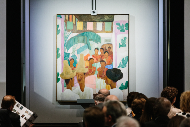 지난 9일(현지시간) 미국 뉴욕 크리스티 경매소에서 중남미 미술품 사상 최고가인 976만달러에 팔린 멕시코 화가 디에고 리베라의 ‘라이벌’. /뉴욕=EPA연합뉴스