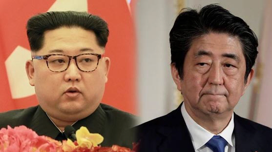 김정은(왼쪽) 북한 국무위원장과 아베 신조 일본 총리 /연합뉴스