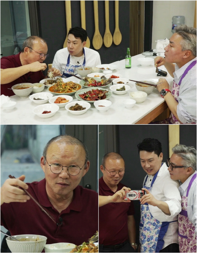 '하룻밤만 재워줘' 이상민X조재윤, 박항서 감독 '국대급 먹방'에 당황