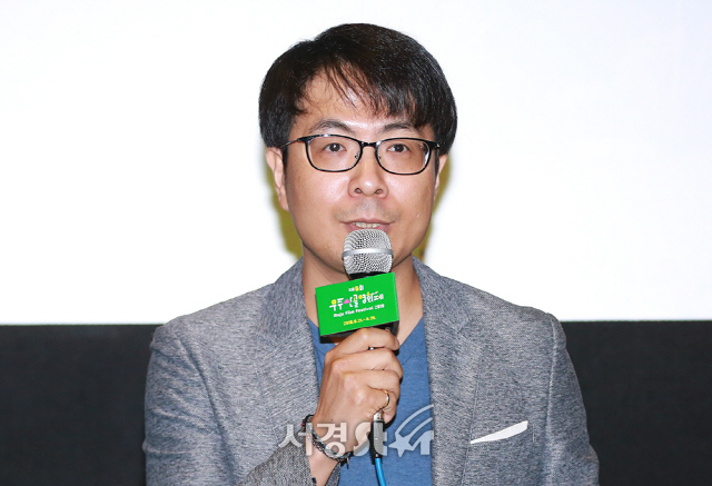 조지훈 프로그래머가 15일 오전 서울 동작구 아트나인에서 열린 ‘제6회 무주산골영화제’ 기자회견에 참석해 인사말을 하고 있다.