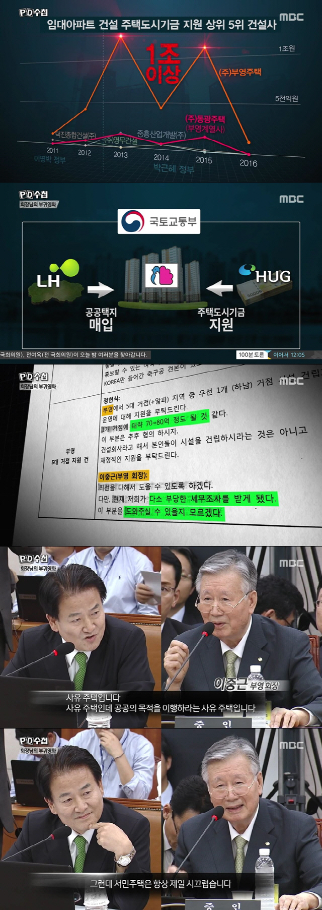 'PD수첩' 부영 아파트 임대료, 부실 배경에 '정부, 최순실' 의혹