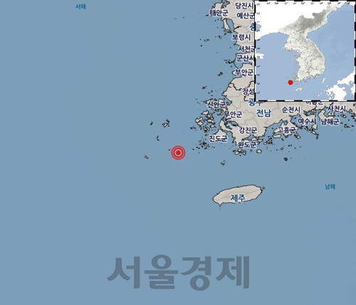 20일 오후 1시 58분 발생한 지진 위치/연합뉴스