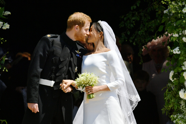 영국 해리(왼쪽) 왕자와 할리우드 배우 메건 마클의 결혼식/신화연합뉴스