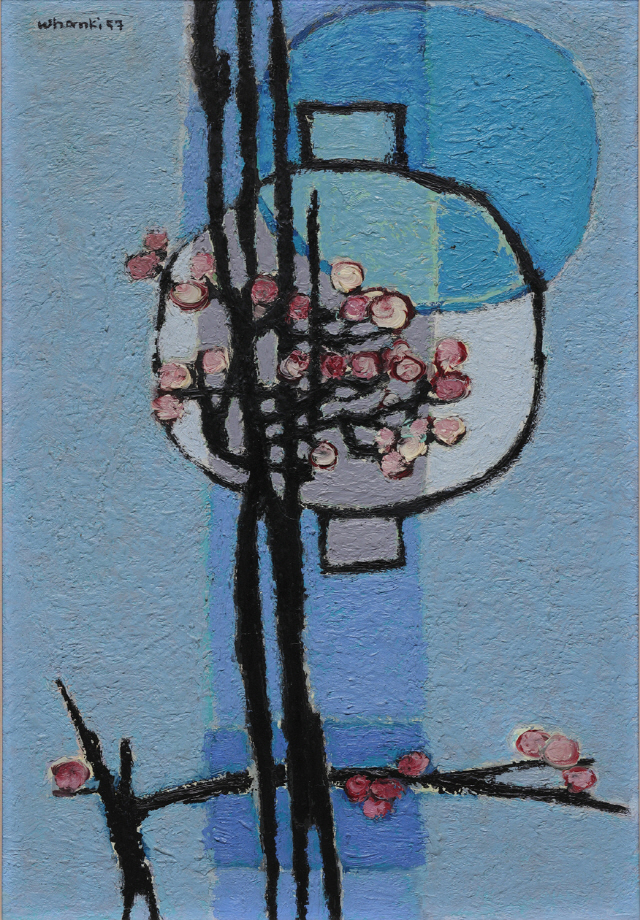 김환기 ‘매화와 항아리’ 1957년, 캔버스에 유채, 55x37㎝ ⓒWhanki Foundation-Whanki Museum /사진제공=대구미술관