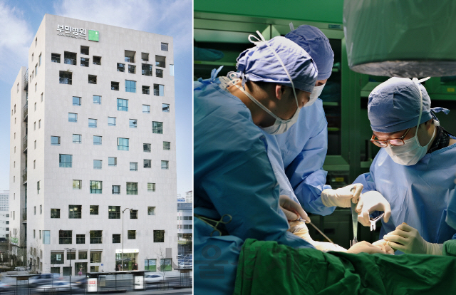 서울부민병원 전경(왼쪽). 정훈재(오른쪽) 병원장이 족부질환자를 수술하고 있다. /사진제공=서울부민병원