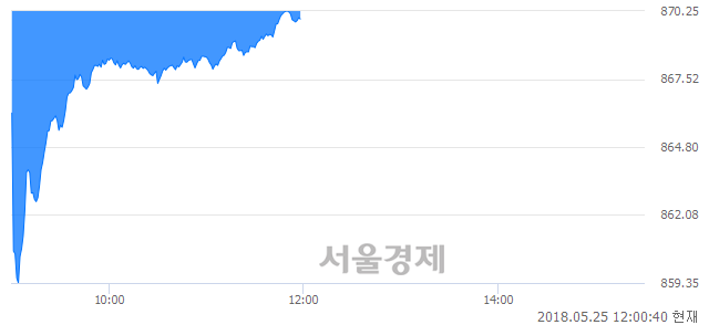 [정오 시황] 코스닥 869.90, 하락세(▼3.42, -0.39%) 지속