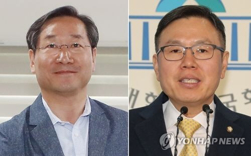 유정복 자유한국당 인천시장 후보(좌)와 정태옥 의원 (사진=연합뉴스)