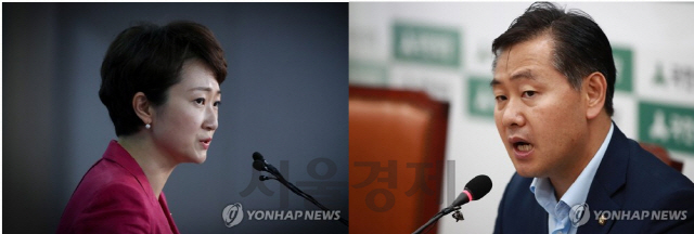 바른미래당 원내대표 경선 출마를 선언한 이언주(왼쪽) 의원과 김관영 의원/연합뉴스