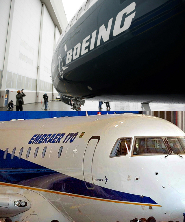 보잉사의 737 MAX 9(위)과 엠브라에르사의 ERJ 170 /AFP연합뉴스