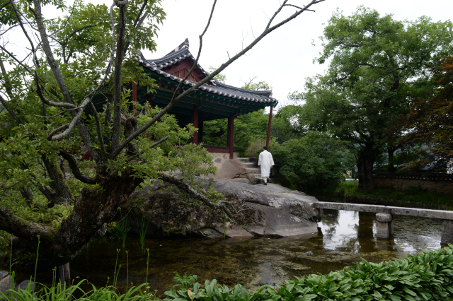 청암정은 충재 선생이 큰아들 권동보와 함께 세운 정자로 자연 그대로의 바위 위에 정자를 올린 구조다.