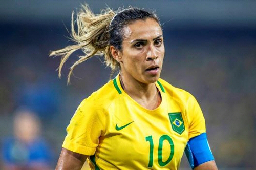 브라질 여자축구의 간판스타 마르타의 사진이다./연합뉴스