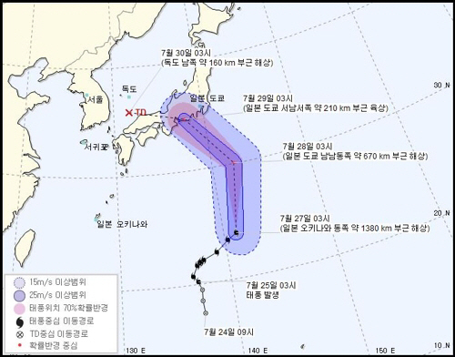 태풍 ‘종다리’ 강도 약→강…폭염에 ‘단비’ 선물할까