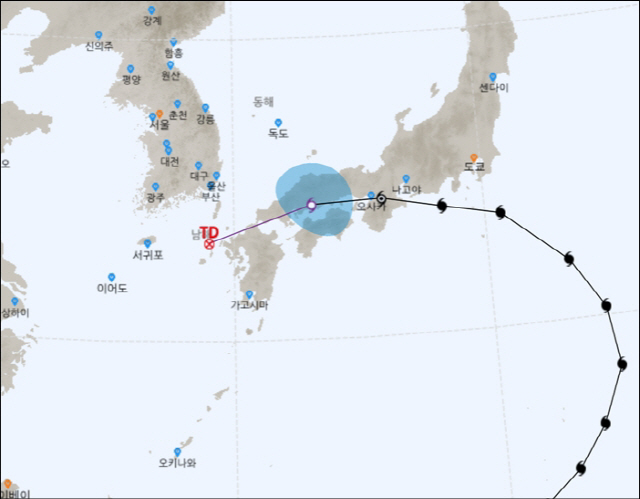 29일 10시 발표된 태풍 종다리 진로 (사진=기상청)