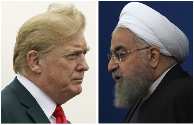 미국의 대(對)이란 제재 복원을 앞두고 도널드 트럼프(왼쪽) 미국 대통령과 하산 로하니(오른쪽) 이란 대통령 사이에 ‘말 폭탄’이 오가는 등 양국 갈등이 고조되고 있다./출처=연합뉴스