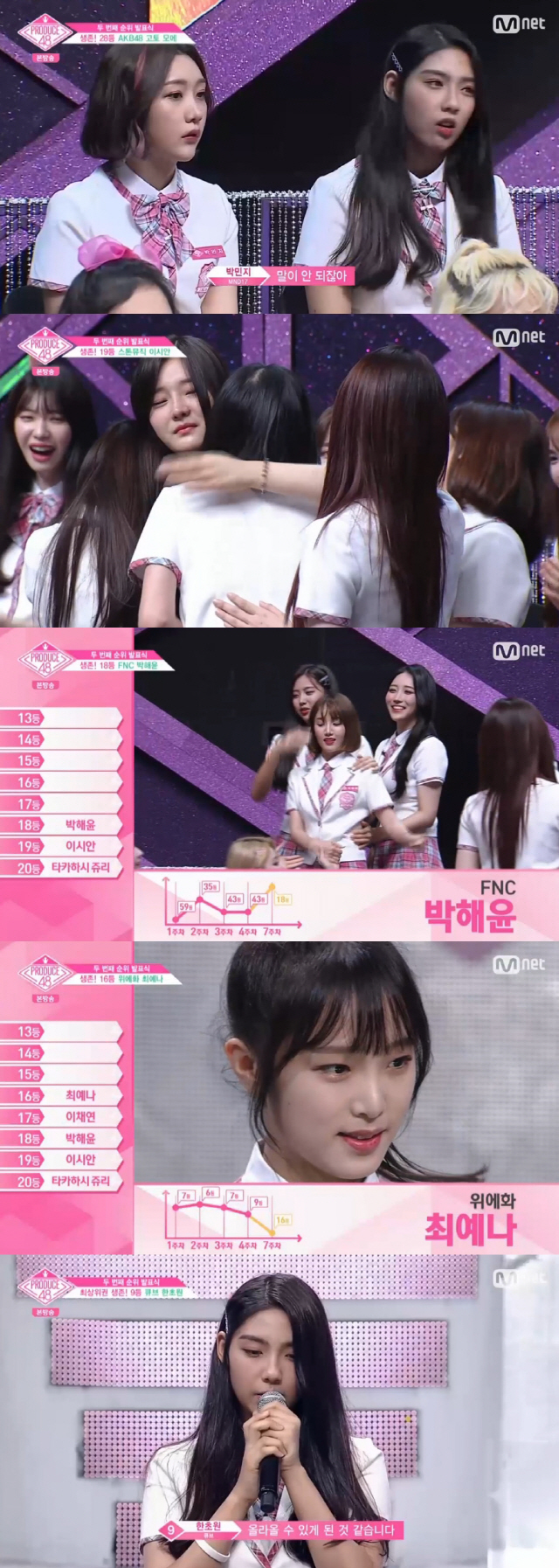 '프로듀스48' 고토 모에 22등 급락…한초원 38등 상승 '반전의 연속'