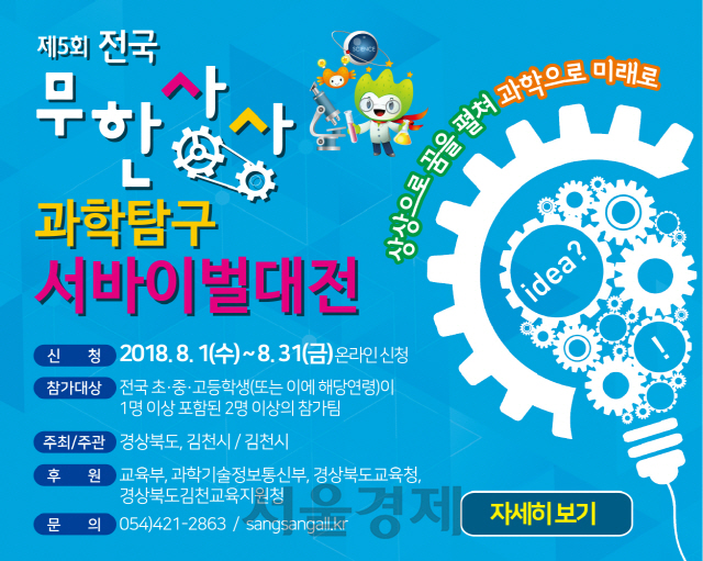 김천시에서 주관하는 무한상상 과학탐구 서바이벌대전 포스터