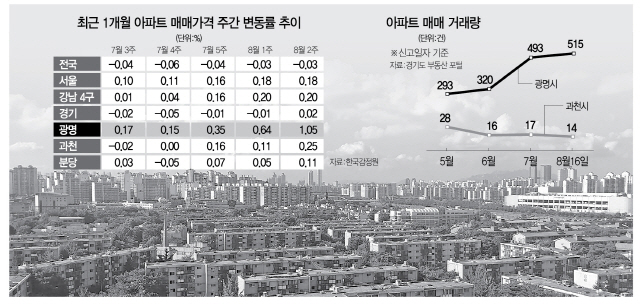 광명 폭등에 과천·분당도 강세...경기 집값 3개월 만에 상승세로