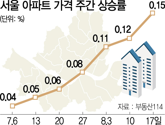 단속 무색한 서울아파트...7주째 가격상승폭 커져