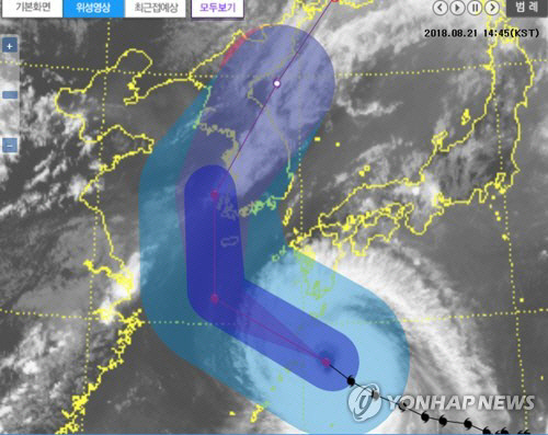 태풍 솔릭 경로, 상륙지점 충남에서 인천으로…최대 400㎜ 폭우까지