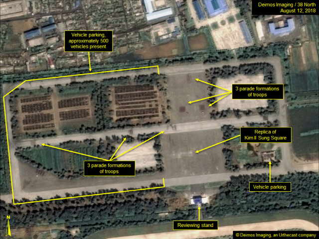 38노스가 공개한 북한의 평양 미림 비행장 일대 위성 사진.