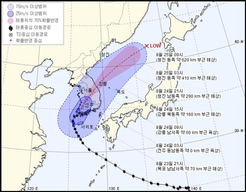 태풍 솔릭 위치, 목포→대전 방향…12시간 이상 피해 예상
