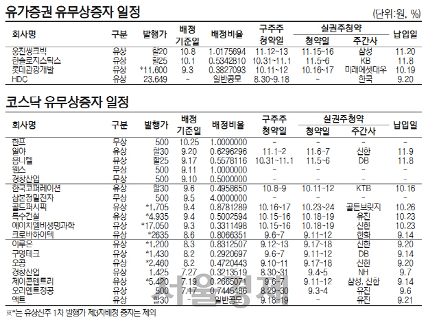 유무상증자일정