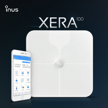 이누스는 6일 스마트폰 애플리케이션과 연동해 지속적인 건강관리가 가능한 스마트체중계 제라(XERA)100을 선보였다./사진제공=이누스
