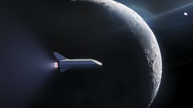 미국의 민간 우주기업 스페이스X가 17일(현지시간) 공개한 차세대 우주선 ‘BFR’의 우주여행 이미지 /AFP연합뉴스