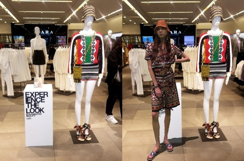 스페인 패션 브랜드 자라(ZARA)가 새로 선보인 증강현실(AR) 콘텐츠 적용 전(왼쪽)과 후/연합뉴스