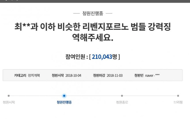 '리벤지 포르노 강력 처벌' 국민청원 사흘 만에 20만 돌파