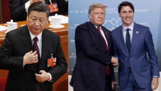 (왼쪽부터) 시진핑 중국 국가주석과 도널드 트럼프 미국 대통령, 저스틴 트뤼도 캐나다 총리. /서울경제DB