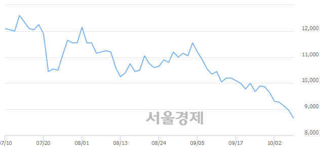 <코>동진쎄미켐, 장중 신저가 기록.. 8,910→8,570(▼340)